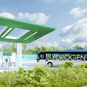Artist rendering of hydrogen fueling station in Germany
